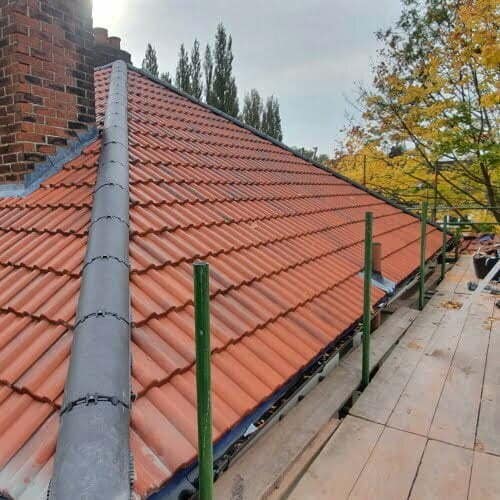 new english colored tiles on a roof